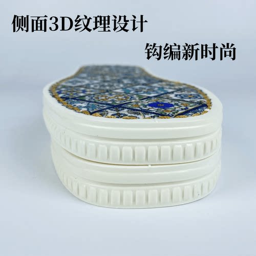 【买5送1】开鸿烤火鞋底手工钩编布冰条线针刺丝绵花布手工拖鞋底 - 图2
