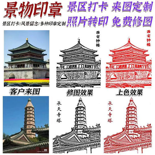 印章定制刻章个性logo定刻图案diy卡通文创景点方形大尺寸光敏印 - 图1