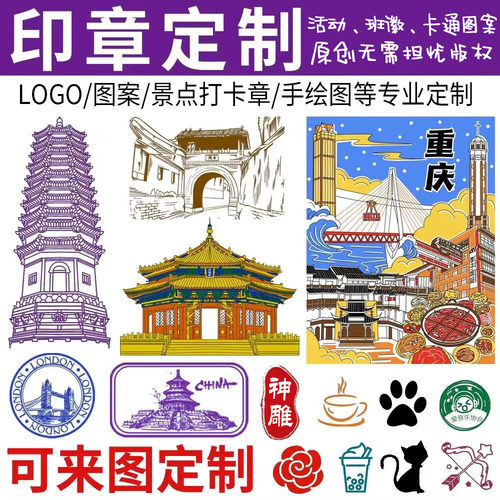印章定制刻章个性logo定刻图案diy卡通文创景点方形大尺寸光敏印 - 图3