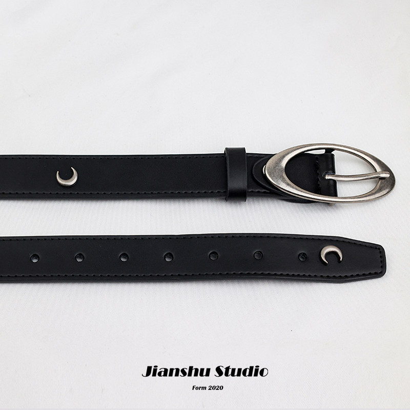 简束Marine做旧五金复古朋克男女士月牙真皮腰带月亮牛皮皮带女,淘宝优惠券,粉丝福利购,淘宝优惠卷