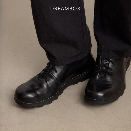 DREAMBOX钧博水洗马皮男士马丁靴极简复古高帮男鞋2025新款短靴 - 图1