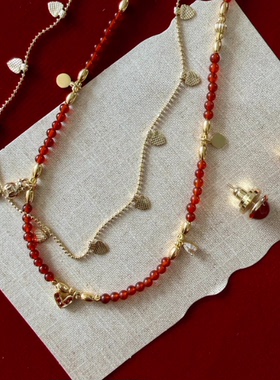 MAKIIMAKII 珠事如意鸿运红玛瑙项链叠戴配饰海岛度假女生礼物