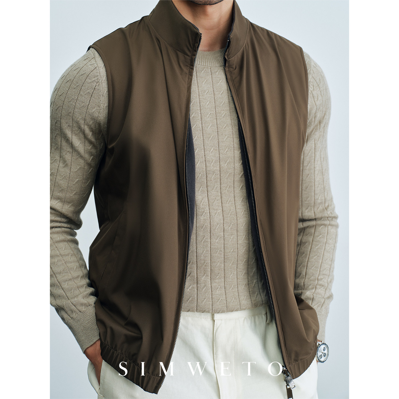 老钱风双面穿拉链马甲 LP同款 高定工艺 秋冬通勤坎肩背心外套男,淘宝优惠券,粉丝福利购,淘宝优惠卷