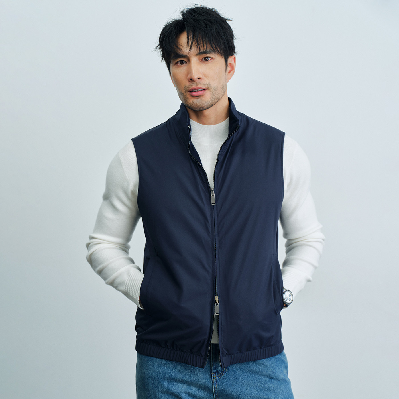 老钱风双面穿拉链马甲 LP同款 高定工艺 秋冬通勤坎肩背心外套男,淘宝优惠券,粉丝福利购,淘宝优惠卷