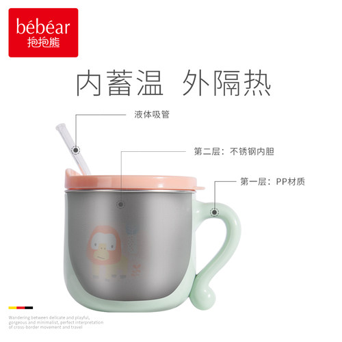 BEBEAR抱抱熊大陆6个月吸管杯儿童防漏手柄饮水幼儿水杯BWS140 - 图2