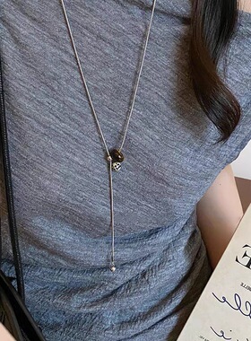 秋冬虎眼石花朵爱心抽拉项链女小众长款毛衣链日常百搭复古配饰新