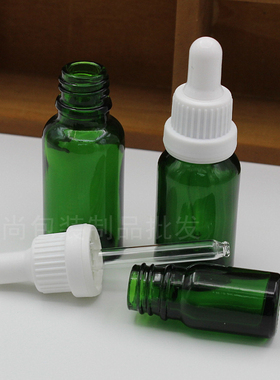 绿色玻璃精油分装空瓶白大头
