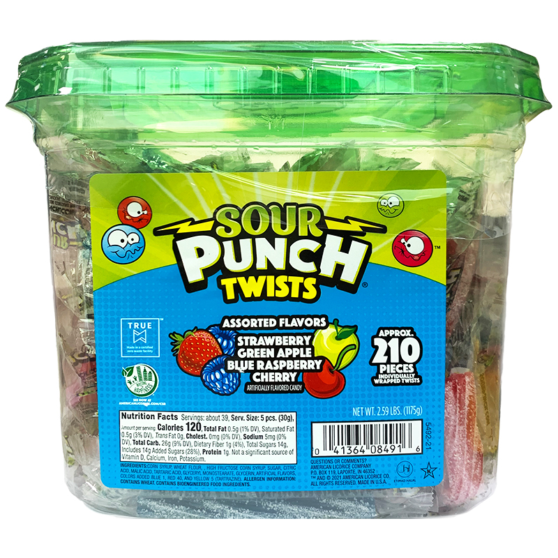 美国SOUR PUNCH TWISTS酸趣牌酸味混合扭扭糖果桶装CANDY - 图2