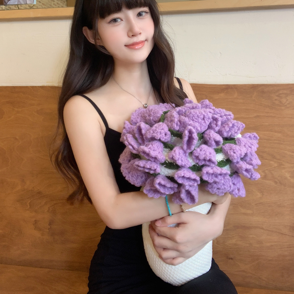 铃兰花玫瑰花束毯子成品生日礼物教师节送老师手工编织毛线毯披肩,淘宝优惠券,粉丝福利购,淘宝优惠卷