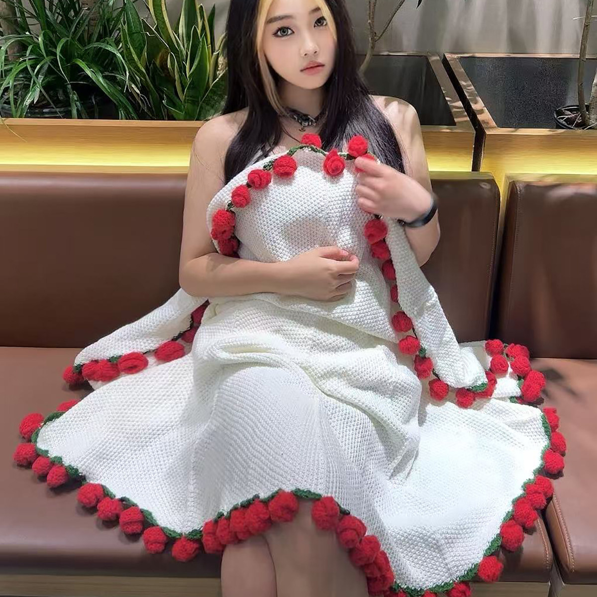 铃兰花玫瑰花束毯子成品生日礼物教师节送老师手工编织毛线毯披肩,淘宝优惠券,粉丝福利购,淘宝优惠卷