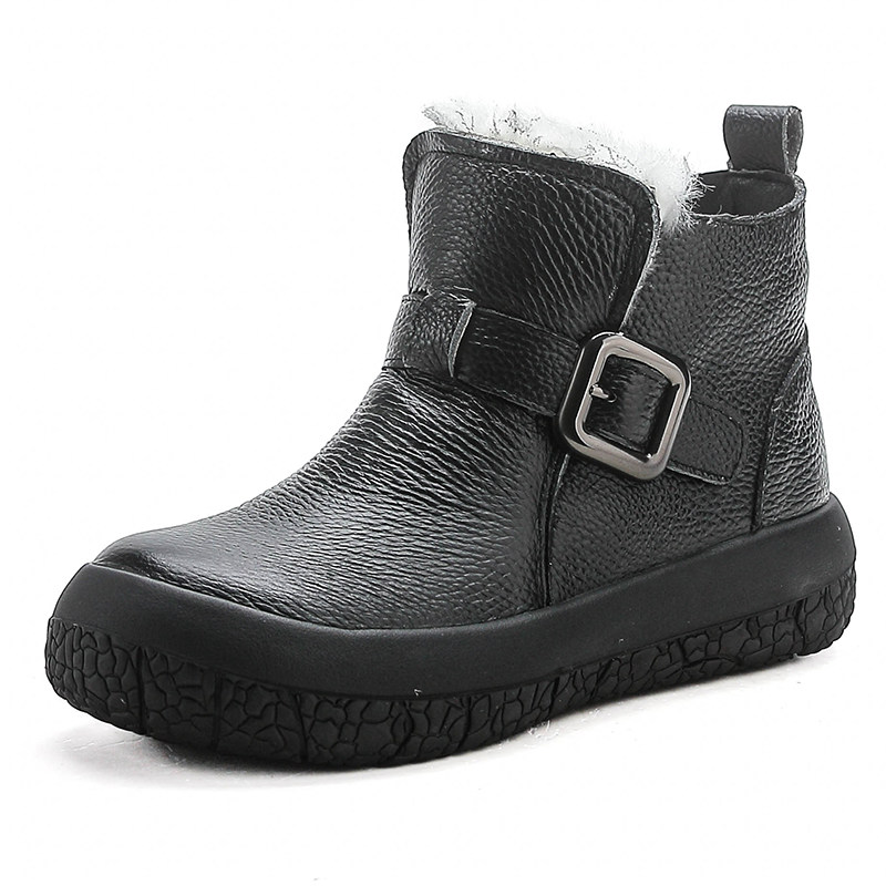 全牛皮冬季新款短靴防滑保暖羊毛靴女松糕厚底妈妈鞋真皮棉鞋棉靴,淘宝优惠券,粉丝福利购,淘宝优惠卷