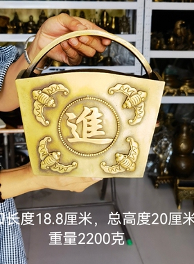 特大斗黄铜铸造招财进宝斗摆件长度18.8厘米高20厘米