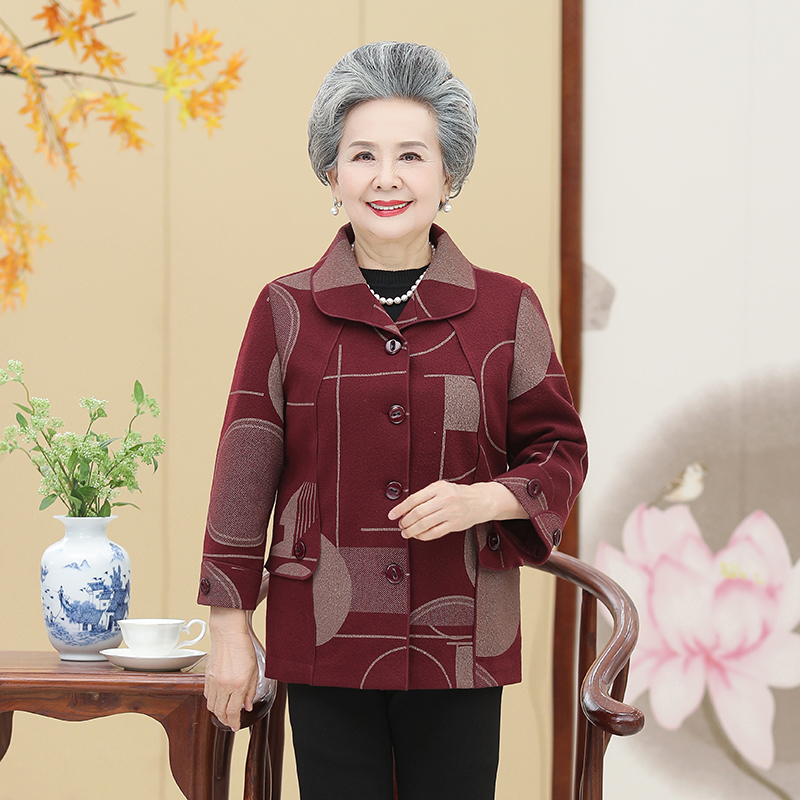 2024新款中老年人春装外套女奶奶风衣妈妈姥姥春秋装70岁老人衣服-图1