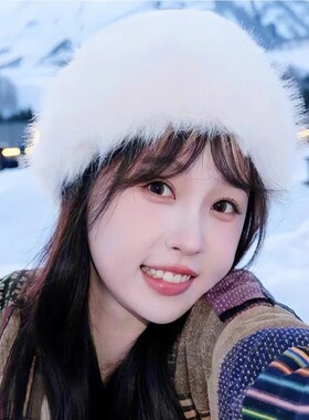 毛绒帽子女冬季新款虞书欣明星同款防寒保暖盆帽护耳显脸小渔夫帽