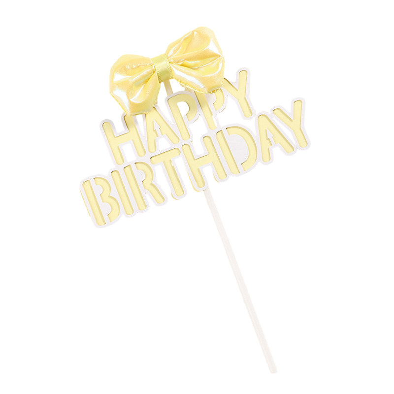 马卡龙色蝴蝶结生日快乐蛋糕插牌 小清新可爱派对甜品台装饰插件,淘宝优惠券,粉丝福利购,淘宝优惠卷