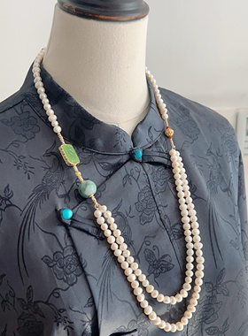 古典新中式典雅国风大自然气质饰品项链锁骨女富贵感天然淡水珍珠