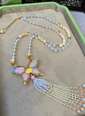 MOKA123原创设计新中式国风旗袍配饰长款斜挎链串珠古风项链