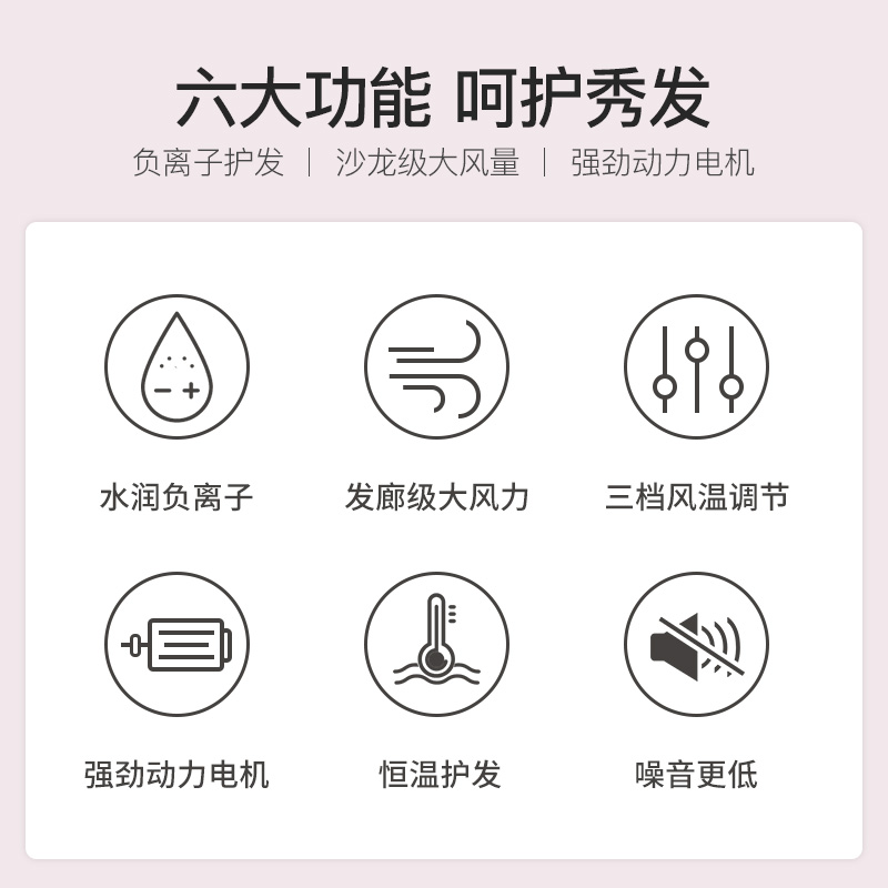 康夫旗舰店康夫电吹风机负离子静音大功率冷热风家用理发店专用不伤发吹风筒3