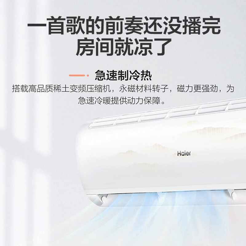 Haier/海尔1.5匹挂机空调新一级能效家用变频冷暖卧室书房壁挂式 - 图0