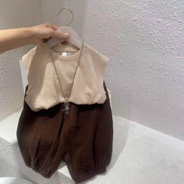 Baby boy 2026 new cotton and linen vest suit for small and medium-sized boys , Korean style , ເຄື່ອງນຸ່ງເດັກນ້ອຍ summer , infant trendy clothes
