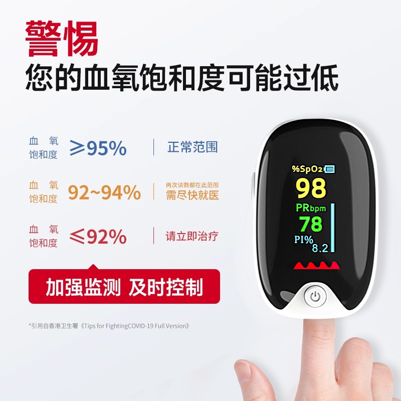 仁和血氧仪指夹式家用血氧自测仪氧饱夹医用指脉搏氧仪官方旗舰店