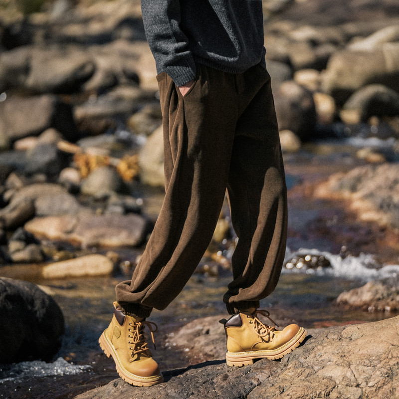 兔先森冬季日系质感雪尼尔加绒加厚束脚卫裤男抽绳式松紧腰休闲裤,淘宝优惠券,粉丝福利购,淘宝优惠卷