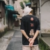 Áo thun ngắn tay cho bé trai Xiansen cho nam 2019 Mùa hè mới Một nửa tay áo giả hai mảnh Xu hướng thời trang In đôi - Áo phông ngắn áo phông nam tay ngắn đen  Áo phông ngắn