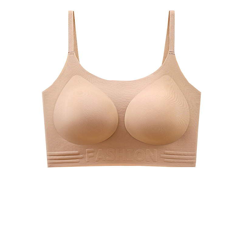 无痕粉底液聚拢内衣女大胸显小薄款背心式不透隐形肉色肤色文胸罩
