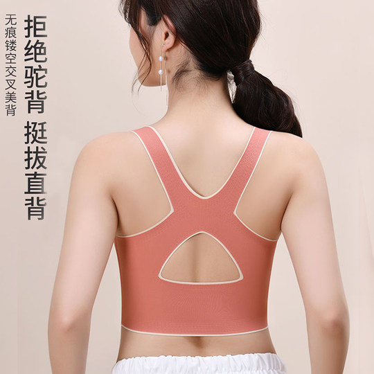 Beautiful back, small breasts, push-up bra, summer, no steel ring, auxiliary breasts, sexy big breasts, small bra, women's sports shockproof