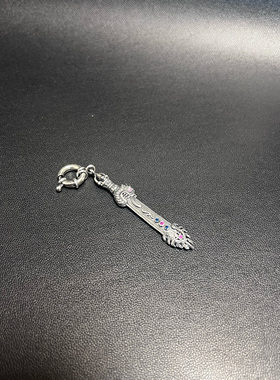 纯银文殊智慧剑S925吊坠项链藏式纯银镶嵌宝石民族风男女款吊坠5g