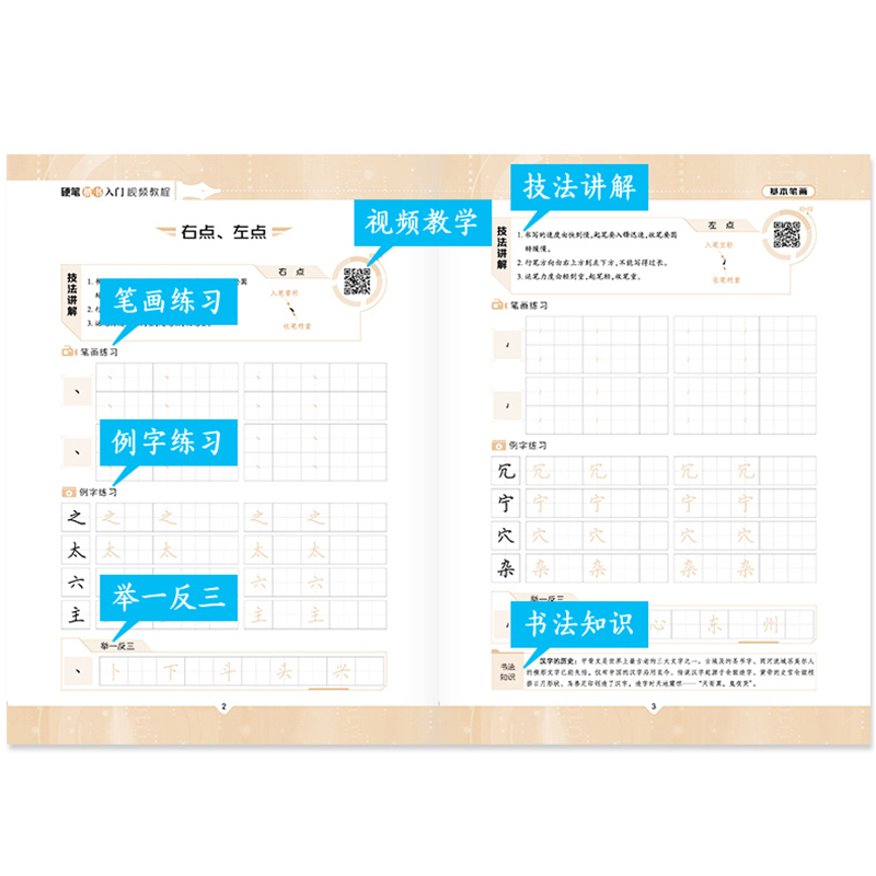 楷书字帖硬笔楷书入门视频教程速成女生正楷入门好看字体墨点字帖荆霄鹏硬笔视频教程基本笔画书法练字帖视频直观易学 - 图3