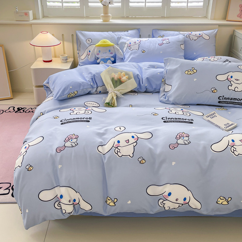三丽鸥库洛米床上全棉四件套1.5m床单被套宿舍儿童卡通纯棉三件套