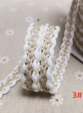 1.3CM本白黑色棉质小香风服装镶边夹金织带料diy手工装饰花边辅料