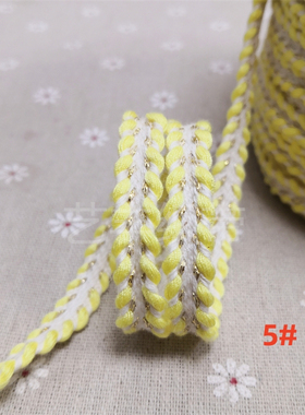 12MM双色棉质编织带八字小香风服装花边DIY手工衣领袖口装饰镶边