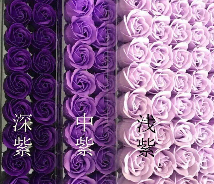 厂家直销情人节礼物婚庆花玫瑰香皂花头无底座爆款81朵一盒的价格 - 图0