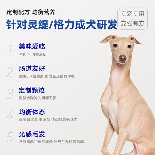 格力犬专用狗粮 灵缇犬粮惠比特细狗猎犬成犬粮中大型犬狗粮4斤 - 图0