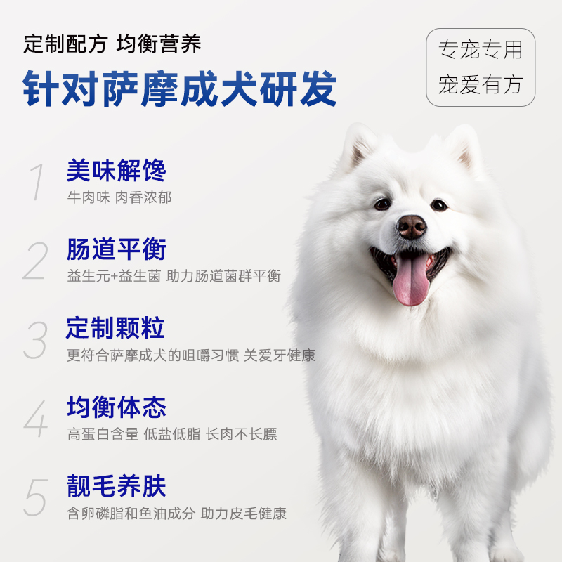 皇恒赛级萨摩耶萨摩成犬狗粮冻干15kg低油大型犬专用粮专用 - 图0