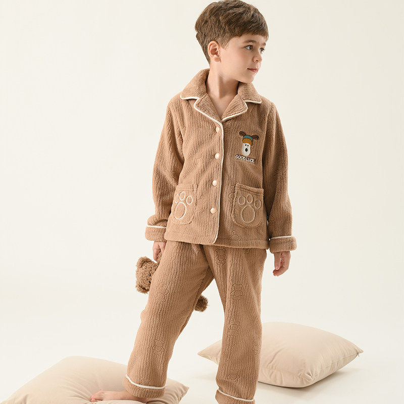 2025A类儿童牛奶绒睡衣套秋冬加厚加绒男童宝宝保暖家居服中大童,淘宝优惠券,粉丝福利购,淘宝优惠卷