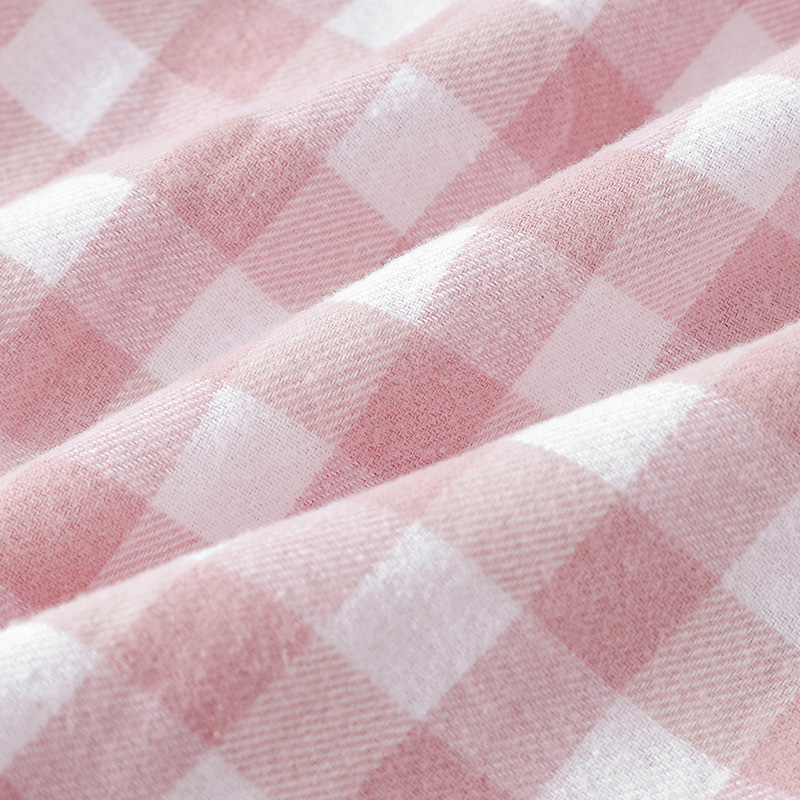 日系格子儿童春秋纯棉绒布睡衣套男童女童全棉磨毛棉布宝宝家居服 - 图2