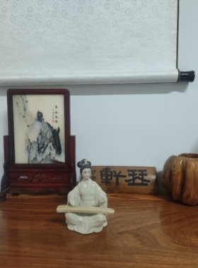 蔡文姬 安得师襄弹重闻大古音 琴馆琴坊琴桌对弹古琴摆件瓷人像