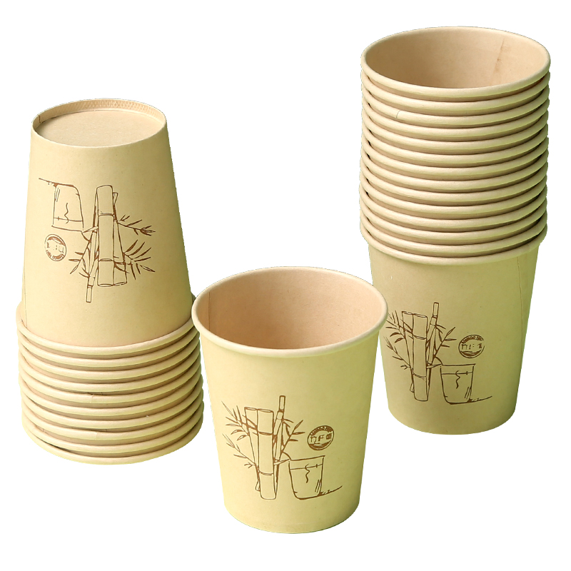 竹纤维纸杯一次性家用加厚豆浆咖啡纸杯商用办公室喝茶水杯100只-图3