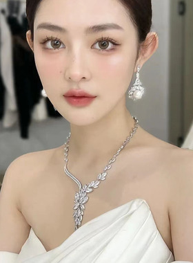 新娘奢华冰凌项链吊坠锆石吊坠女