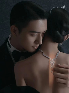 新娘项链耳环锆石深V礼服配饰女