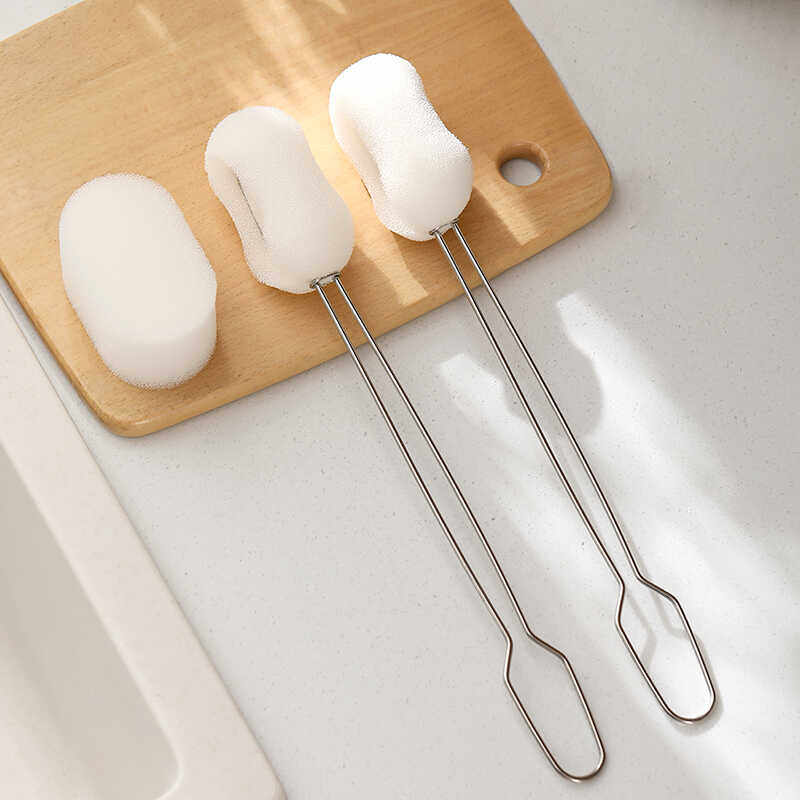 奶瓶刷不锈钢海绵杯刷夹可替换海绵多功能家用清洁刷百洁抹布夹子,淘宝优惠券,粉丝福利购,淘宝优惠卷