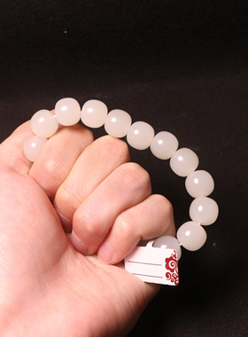 苏州和玉缘新疆和田玉11*12mm老于田料圆珠男女同款手串苏工工艺