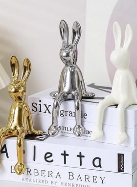 高档轻奢兔子摆件软装饰品