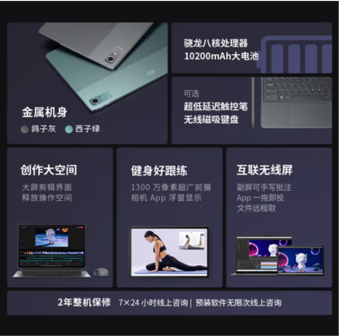 Lenovo/联想 TB371FC小新padPro12.7英寸骁龙870影音娱乐平板学习-图2