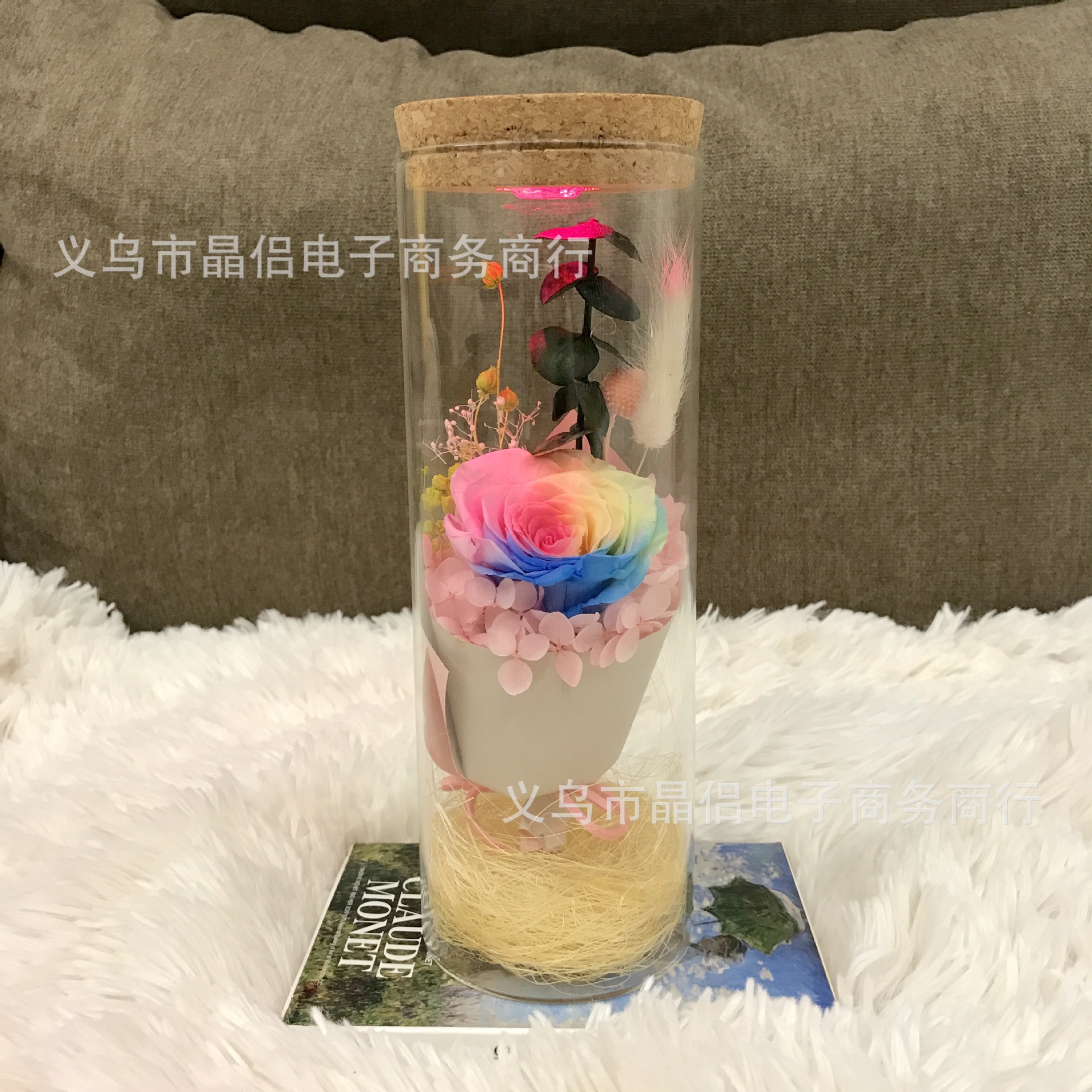 永生花干花发光许愿瓶520情人节礼物送男女朋友生日礼物 - 图0