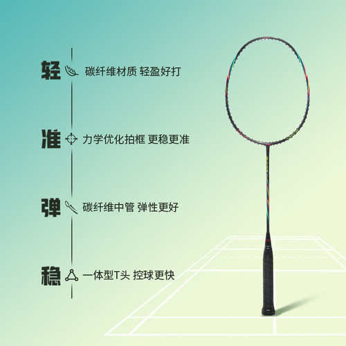 李宁羽毛球拍 雷霆9/8 正品官网碳铝成人儿童新手入门单双拍套装 - 图1