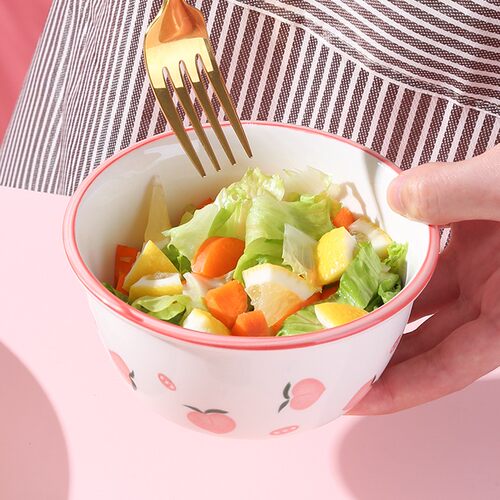 陶瓷餐具日式创意祝福水果碗碗家用吃饭专用小碗精致可爱饭碗 - 图2